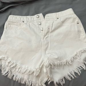 White Distressed Denim Shorts